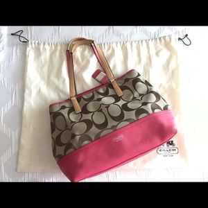 Tan and Pink Coach Purse
